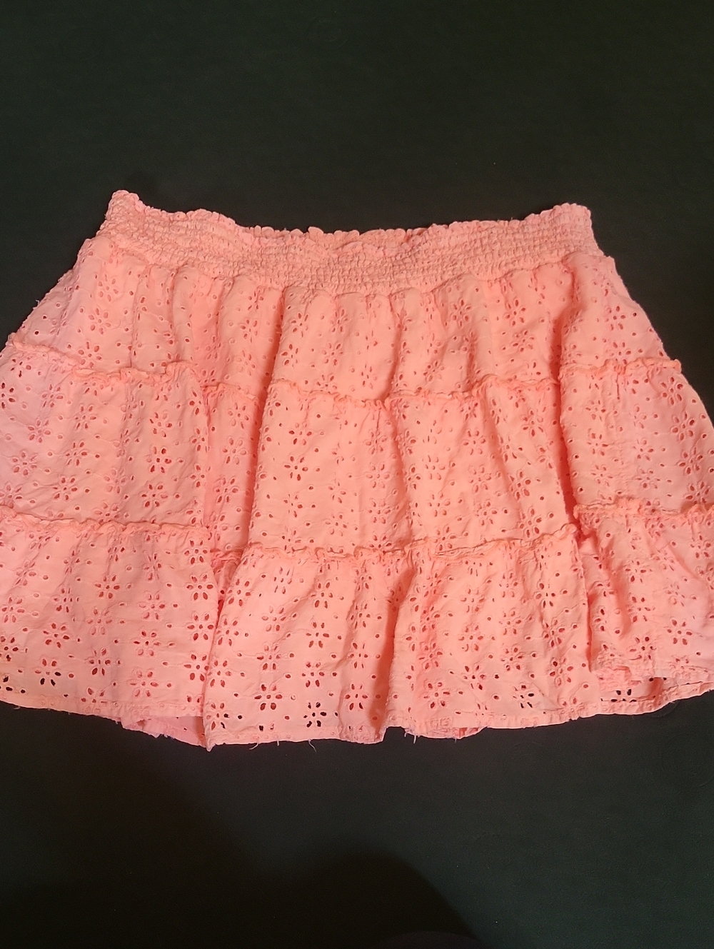 Justice Pink/Orange Coral Eyelet Tiered Mini Skort XL